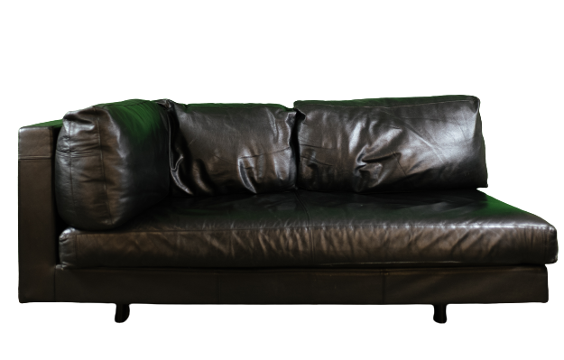 Black leather "Sity" daybed by Antonio Citterio for B&B Italia.