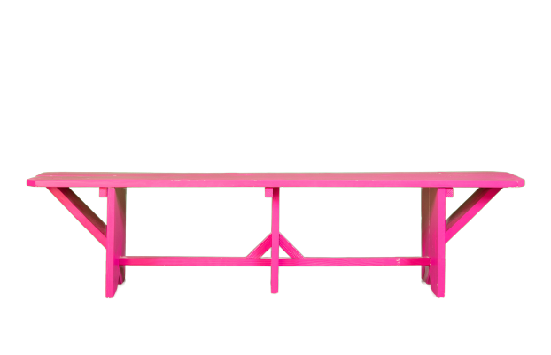 Shocking Pink Wooden Bench