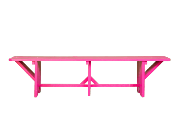 Shocking Pink Wooden Bench